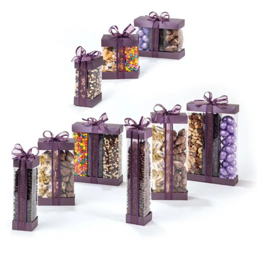 Boite colonne violette pour chocolat