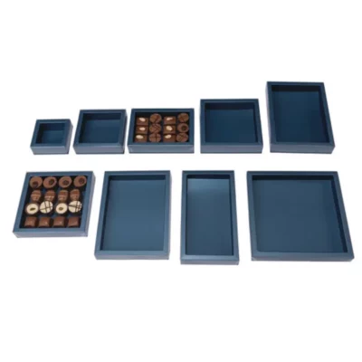 Boite à fenêtre bleue myrtille pour chocolats