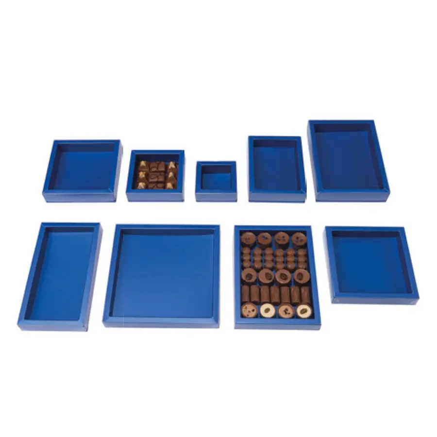 Boite à fenêtre bleue pour chocolats
