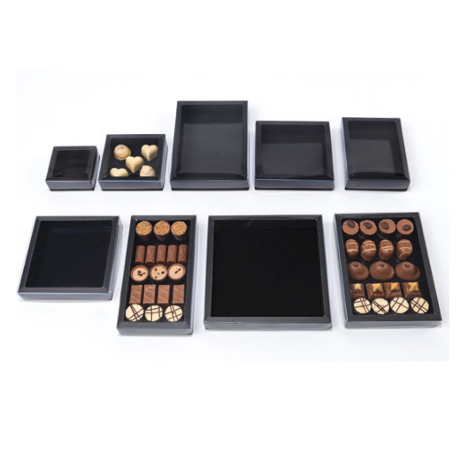 Boite à fenêtre noire pour chocolats
