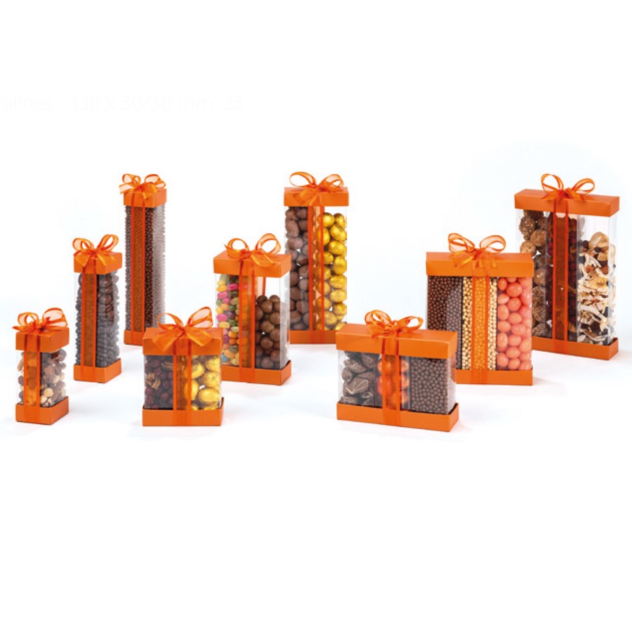 Boite colonne orange pour chocolat