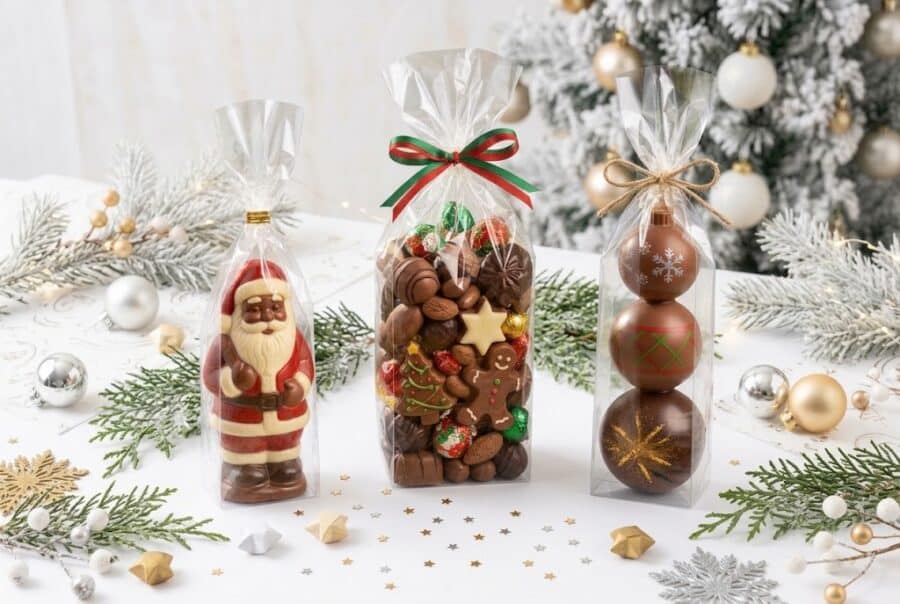 sachet cristal transparent pour chocolat de Noël